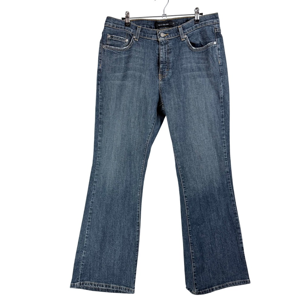 Vintage Calvin Klein Jeans Flare 12 Blue Faded Stretch Y2K‎ Retro Boho Denim